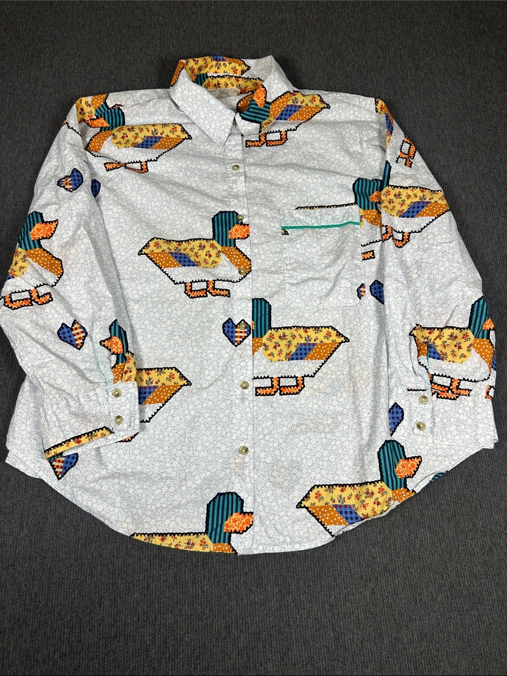 Anthropologie LyreBird Patchwork Duck Heart Pajama Set Shorts Shirt Cotton Small - Picture 3 of 16